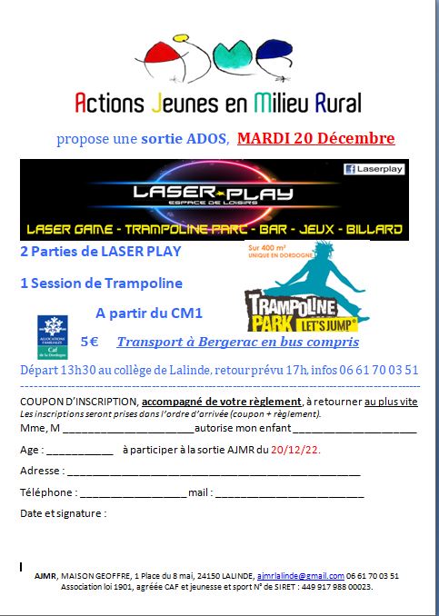 AJMR Flyer Laser Play Trampoline Bergerac 20 12 22